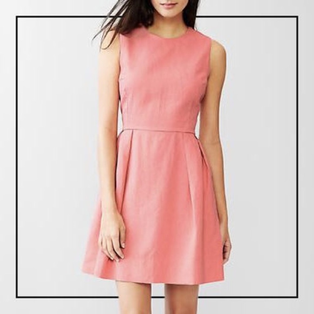 Coral pink linen Gap fit and flare dress